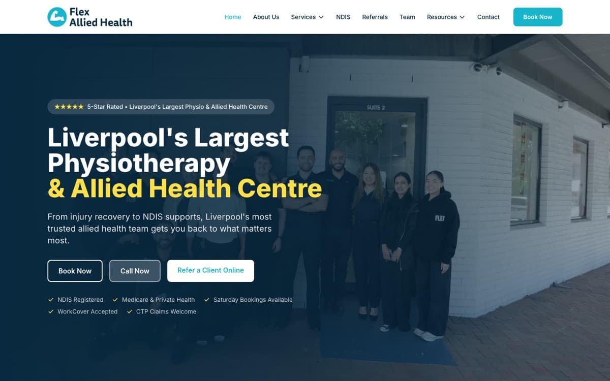 Flex Allied Health website, designed and built by ITEC HELP