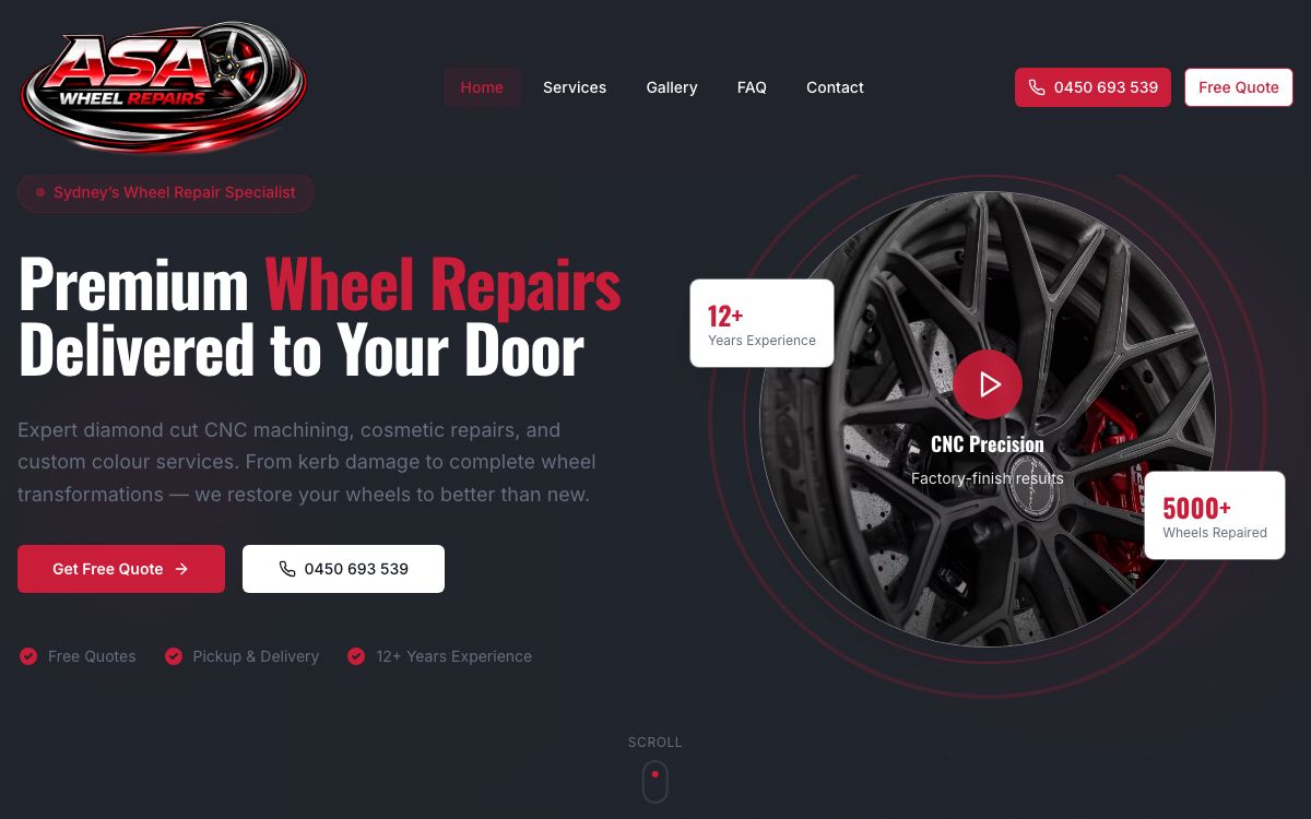 ASA Wheel Repairs website, designed and built by ITEC HELP Sydney