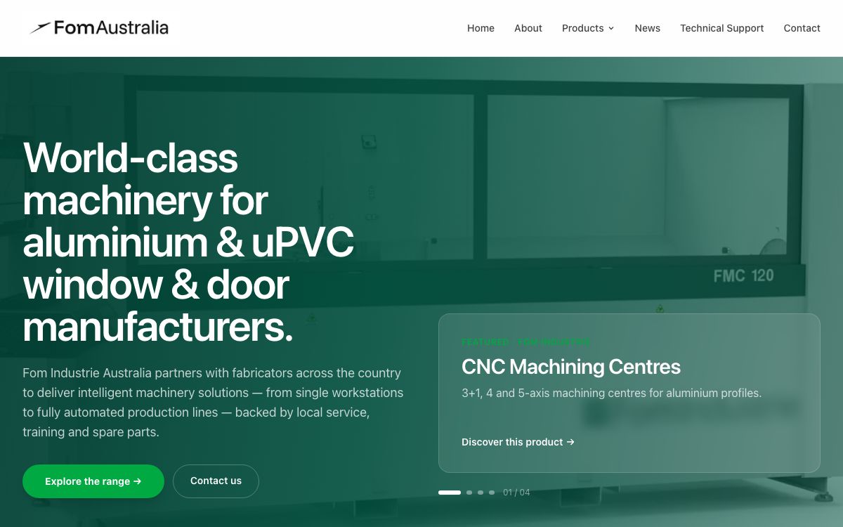 Fom Industrie Australia website, designed and built by ITEC HELP Sydney